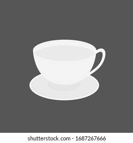 Coffee cup illustration vector realistic white and dark grey background