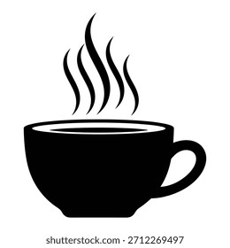 Illustrationsvektor einer Kaffeetasse mit Dampf, der aus einem heißen Getränk aufsteigt. Erfrischendes Getränk für den Morgen, Pause oder Entspannung. Koffein.