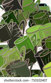 Coffee cup illustrations background abstract, hand drawn. Cartoon style vector graphic.