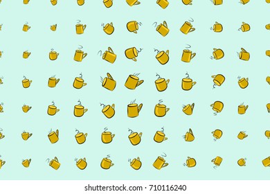 Coffee cup illustrations background abstract, hand drawn. Cartoon style vector graphic.