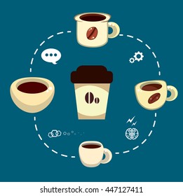 Coffee cup. Info graphic illustration. Vector cartoon coffee cup. Morning coffee.