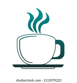 Coffee cup isolated in blue lines