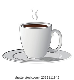 Coffee cup isolated cartoon design on white background, beverage clipart element