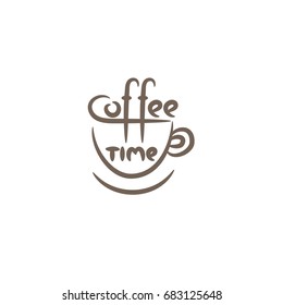 Coffee cup isolated logo. Coffee time emblem