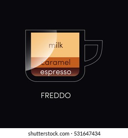 Coffee cup isolated on black. Vector