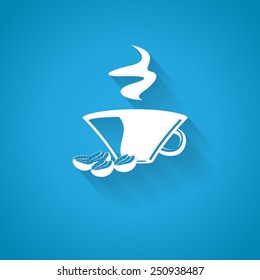 Coffee Cup - Isolated On Blue Background - Vector Illustration, Graphic Design, Editable For Your Design  