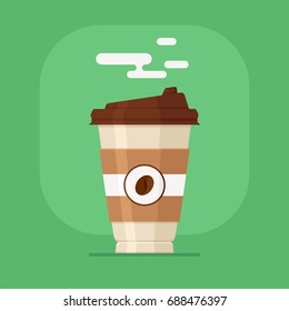 Coffee cup isolated on a colored background. Vector illustration flat design.