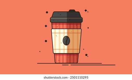 Coffee cup isolated on peach background vector image.