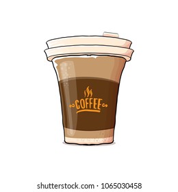Coffee cup isolated on white background . vector coffee paper color cup with hot coffee and color label