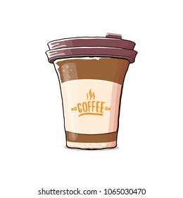 Coffee cup isolated on white background . vector coffee paper color cup with hot coffee and color label