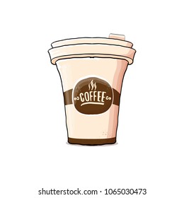 Coffee cup isolated on white background . vector coffee paper color cup with hot coffee and color label