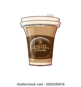 Coffee cup isolated on white background . vector coffee paper color cup with hot coffee and color label