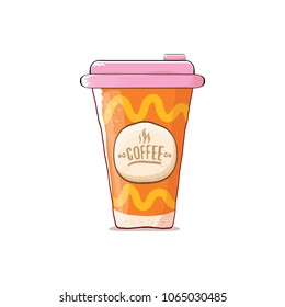 Coffee cup isolated on white background . vector coffee paper color cup with hot coffee and color label
