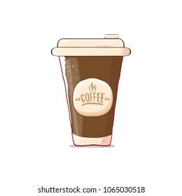 Coffee cup isolated on white background . vector coffee paper color cup with hot coffee and color label