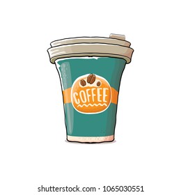 Coffee cup isolated on white background . vector coffee paper color cup with hot coffee and color label