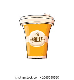 Coffee cup isolated on white background . vector coffee paper color cup with hot coffee and color label