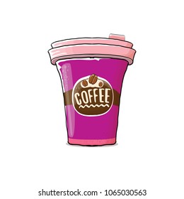 Coffee cup isolated on white background . vector coffee paper color cup with hot coffee and color label