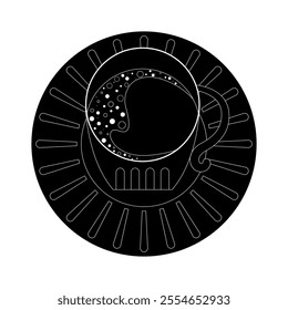 coffee cup isolated on white background, coffee time modern minimalist decoration vector illustration.monochrome style.