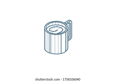 coffee cup isometric icon. 3d vector illustration. Isolated line art technical drawing. Editable stroke