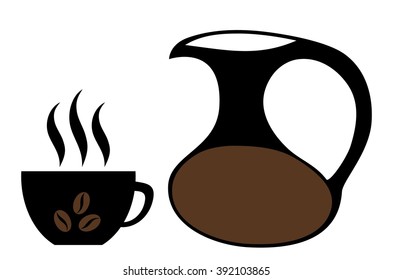 Coffee cup. Jug. Isolated. White background