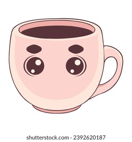 coffee cup kawaii cartoon illustration