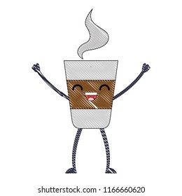 coffee cup kawaii cartoon smoke hot