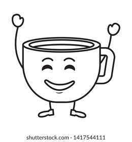 coffee cup kawaii character vector illustration