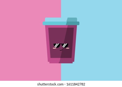 Coffee Cup Kawaii Cute Illustration Character.
