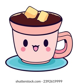 coffee cup kawaii food illustration