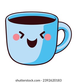 coffee cup kawaii happiness illustration