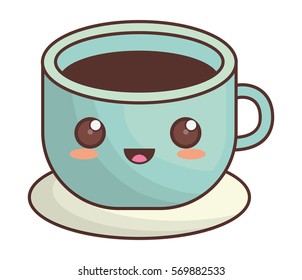 coffee cup kawaii icon image vector illustration design 