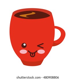 coffee cup kawaii style vector illustration design