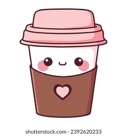 coffee cup kawaii takeaway illustration