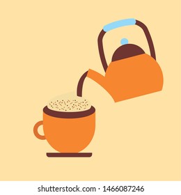 Coffee cup and kettle design, Drink breakfast beverage bakery restaurant and shop theme Vector illustration