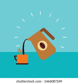 Coffee cup and kettle design, Drink breakfast beverage bakery restaurant and shop theme Vector illustration