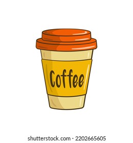 Café con etiqueta. Ilustración vectorial. Caricatura