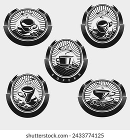 Coffee cup label and icon set. Collection icons coffee. Vector