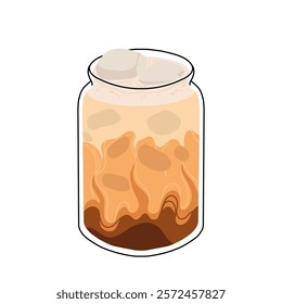 Coffee Cup with Latte Art Patterns Front View. Cute rabbit, Flower and Heart foam shapes. Cafe Bar or Coffee House Graphics. Vector Illustration, Icons