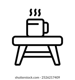 Uma xícara de café deitada sobre a mesa, ícone da mesa de café