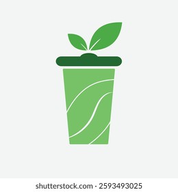 coffee cup and leaf logo design, green coffee, coffee icon