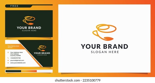 coffee cup with leaf logo vector minimalistic with leaf simple line icon for cafe