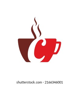 taza de café y letra c. concepto de café