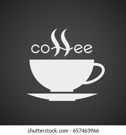 Coffee cup. Lettering isolated on black background. Eps8. RGB Global color