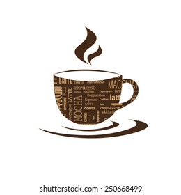 coffee cup from letters - typographic composition - vector