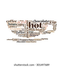 Coffee cup from letters, typographic composition, vector. Coffee Mug. Coffee Words