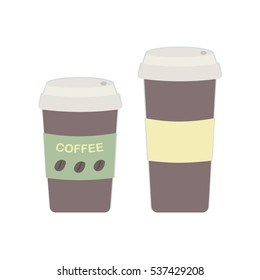 A coffee cup with a lid. A hot beverage. Vector illustration.