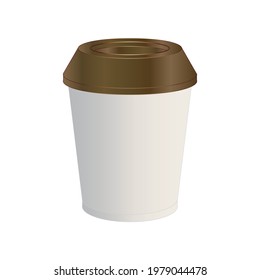 Coffee cup with lid mockup isolated on white. Paper cup.