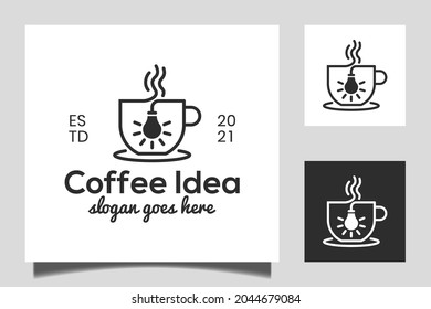 Coffee cup with light bulb icon vector for Hot drinks Cafe shop Logo design