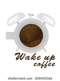 Coffee  cup like alarm clock. vector