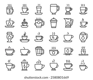 Coffee cup line art 50 icon set ideas (3)